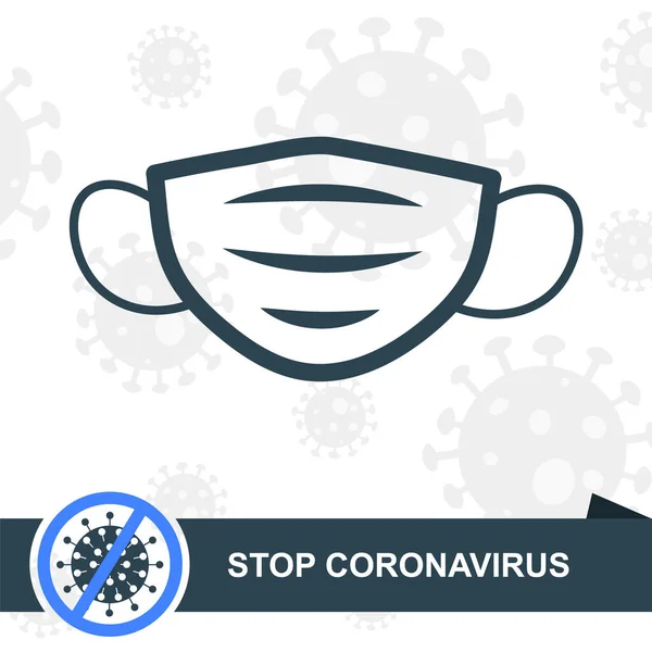 Linjär ikon mask. Enkel Banner mall. Stoppa coronavirus. — Stock vektor