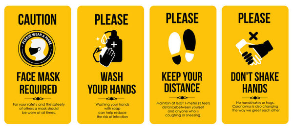 Шаблоны подписей. Карта осторожности. Нужна маска для лица. Пожалуйста, вымой руки. Держи дистанцию. Не пожимайте руки. Для ванной, туалета, где собирается много людей. Защитить от