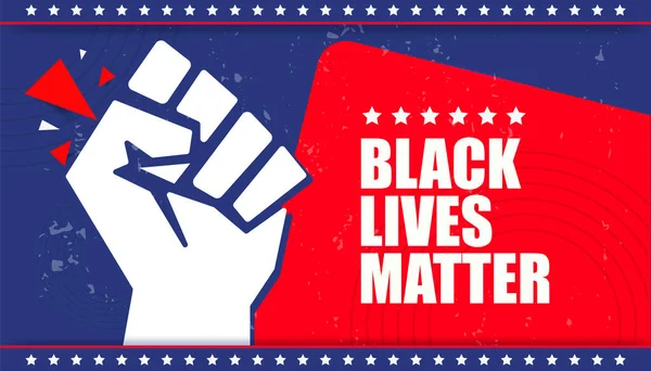 Banner slogan Black Lives Matter. Vektor ilustrasi. Dalam warna merah dan biru, banner horisontal. - Stok Vektor