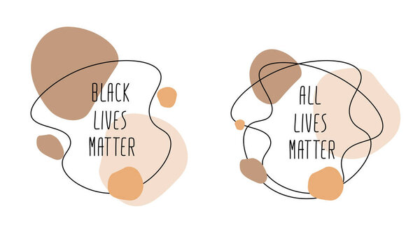 Black lives matter, all lives matter. Sign T-shirt printing and face mask. Isolated on a white background. Feminist art.