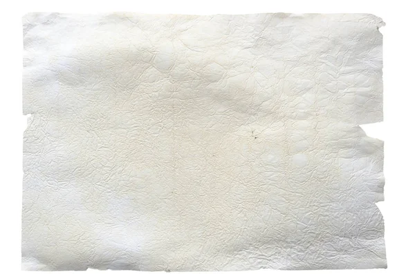 Old sheet of white paper with spots isolated on white — Stock Photo, Image