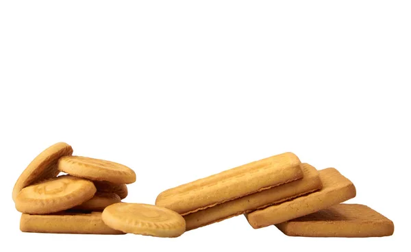 Expôs biscoitos diferentes isolados no branco — Fotografia de Stock