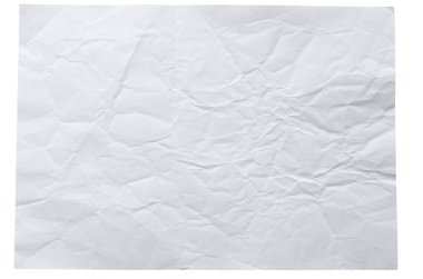 Beyaz izole doğrultma sonra farklı şeritler ile buruşturulmuş kağıt buruşturulmuş levha