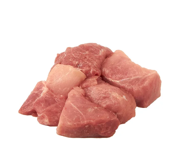 Skivade bitar av färskt kött isolerat på vitt — Stockfoto