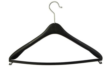 Plastik siyah giysi askısı izole