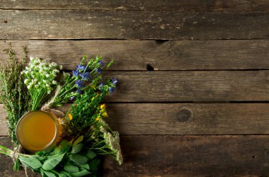 Taze şifalı otlar. Şifalı otlar (papatya, pelin, yar