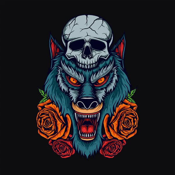 Wolf hoofd T-shirt Design — Stockvector