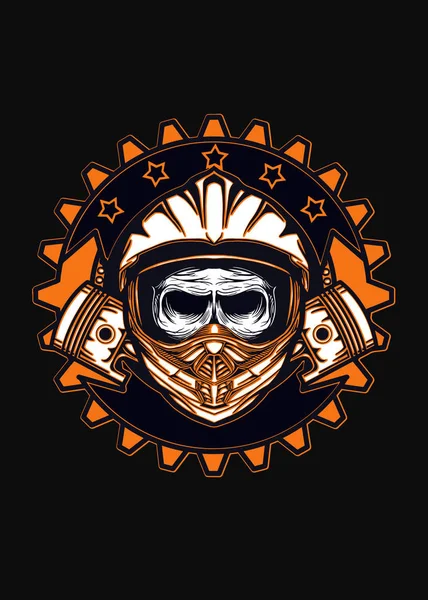 Dead Skull Motocross Shirt Ontwerp — Stockvector