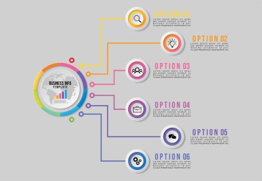 Vektör Infographics Elements Şablon Tasarım. Pazarlama Simgeleri ile İş Veri Görselleştirme Zaman Çizelgesi en yararlı sunum, diyagramlar, yıllık raporlar, iş akışı düzeni için kullanılabilir