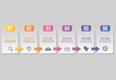 Vektör Infographics Elements Şablon Tasarım. Pazarlama Simgeleri ile İş Veri Görselleştirme Zaman Çizelgesi en yararlı sunum, diyagramlar, yıllık raporlar, iş akışı düzeni için kullanılabilir