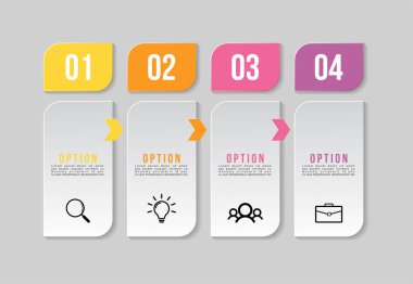 Vektör Infographics Elements Şablon Tasarım. Pazarlama Simgeleri ile İş Veri Görselleştirme Zaman Çizelgesi en yararlı sunum, diyagramlar, yıllık raporlar, iş akışı düzeni için kullanılabilir