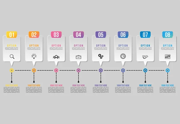 Vektor Infographics Element Mall Design Affärs Data Visualisering Tidslinje Med — Stock vektor