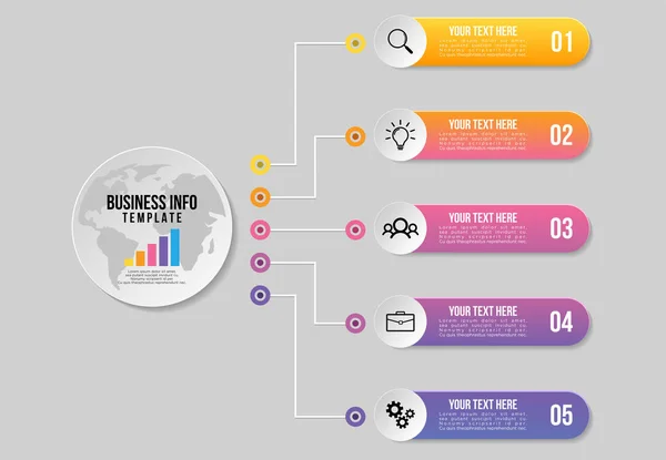 Sjabloonontwerp Voor Vector Infographics Elementen Bedrijfsgegevens Visualisatie Tijdlijn Met Marketing — Stockvector