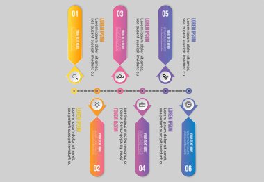 Vektör Infographics Elements Şablon Tasarım. Seçenekler Adımları ile İş Veri Görselleştirme Zaman Çizelgesi, Pazarlama Simgeleri en yararlı sunum, diyagramlar, yıllık raporlar, iş akışı düzeni için kullanılabilir