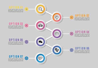 Vektör Infographics Elements Şablon Tasarım. Seçenekler Adımları ile İş Veri Görselleştirme Zaman Çizelgesi, Pazarlama Simgeleri en yararlı sunum, diyagramlar, yıllık raporlar, iş akışı düzeni için kullanılabilir