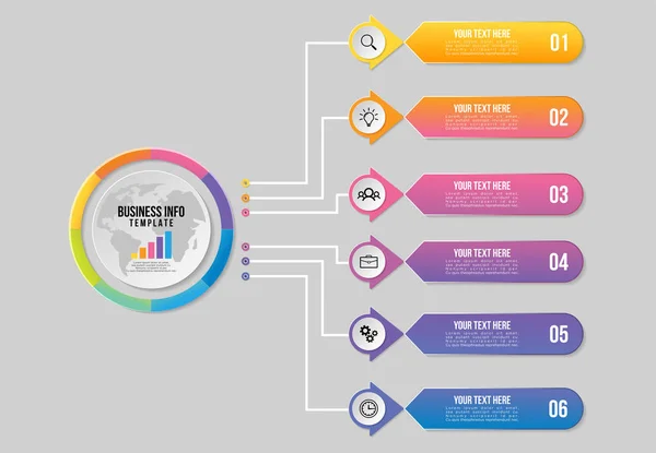 Vector Infographics Elements Template Desain Visualisasi Data Bisnis Garis Waktu - Stok Vektor