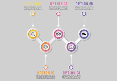 Vektör Infografik Tasarım Şablonu Seçenekleri Adımlar ve Pazar ile