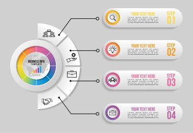 Vektör Infografik Tasarım Şablonu Seçenekleri Adımlar ve Pazar ile