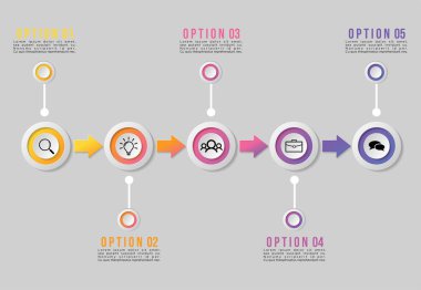 Vektör Infografik Tasarım Şablonu Seçenekleri Adımlar ve Pazar ile