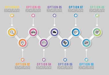 Vektör Infografik Tasarım Şablonu Seçenekleri Adımlar ve Pazar ile
