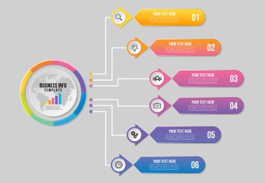 Vektör Infografik Tasarım Şablonu Seçenekleri Adımlar ve Pazar ile