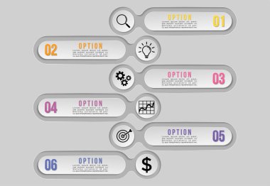 Vektör Infografik Tasarım Şablonu Seçenekleri Adımlar ve Pazar ile