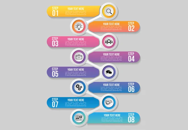 Vektör Infografik Tasarım Şablonu Seçenekleri Adımlar ve Pazar ile