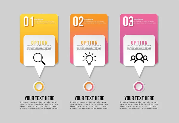 Vektör Infografik Tasarım Şablonu Seçenekleri Adımlar ve Pazar ile — Stok Vektör