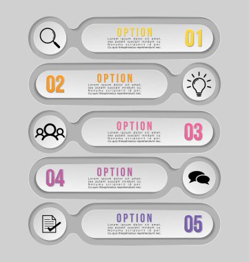 Vektör Infografik Tasarım Şablonu Seçenekleri Adımlar ve Pazar ile