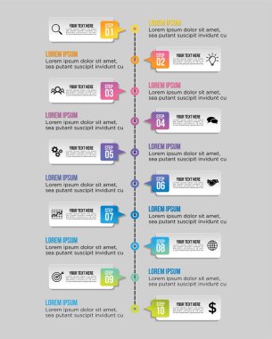 Vektör Infografik Tasarım Şablonu Seçenekleri Adımlar ve Pazar ile