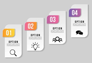 Vektör Infografik Tasarım Şablonu Seçenekleri Adımlar ve Pazar ile