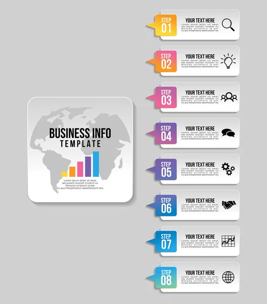 Vector Infographic Design Template with Options Steps and Market — Stock Vector
