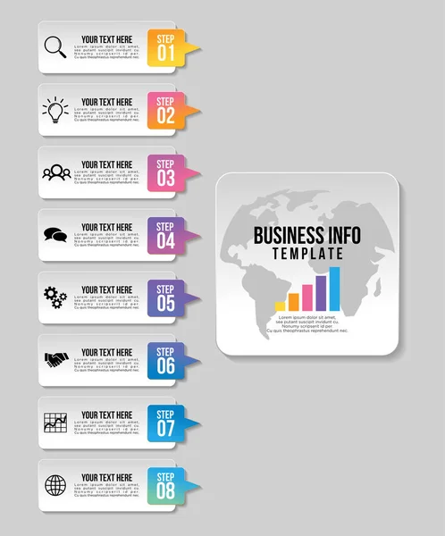 Шаблон векторного инфографического дизайна с опциями Шаги и рынок — стоковый вектор