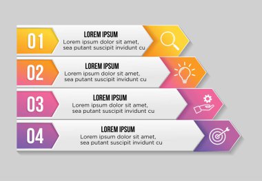 Vektör Infografik Tasarım Şablonu Seçenekleri Adımlar ve Pazar ile