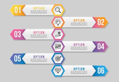 Vektör Infografik Tasarım Şablonu Seçenekleri Adımlar ve Pazar ile