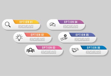 Vektör Infographics Elements Şablon Tasarım. Seçenekler Adımları ile İş Veri Görselleştirme Zaman Çizelgesi, Pazarlama Simgeleri en yararlı sunum, diyagramlar, yıllık raporlar, iş akışı düzeni için kullanılabilir