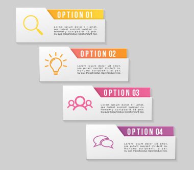 Vektör Infographics Elements Şablon Tasarım. Seçenekler Adımları ile İş Veri Görselleştirme Zaman Çizelgesi, Pazarlama Simgeleri en yararlı sunum, diyagramlar, yıllık raporlar, iş akışı düzeni için kullanılabilir