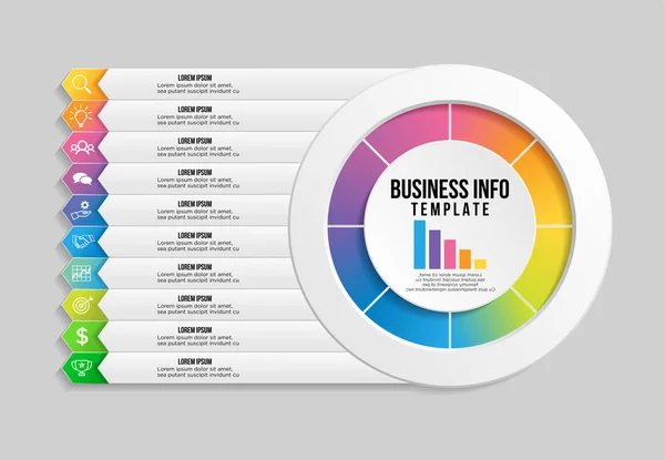 Projektowanie Szablonów Elementów Infografiki Wektorowej Czasu Wizualizacji Danych Biznesowych Opcjami — Wektor stockowy