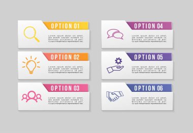 Vektör Infografik Tasarım Şablonu Seçenekleri Adımlar ve Pazar ile