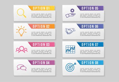 Vektör Infografik Tasarım Şablonu Seçenekleri Adımlar ve Pazar ile