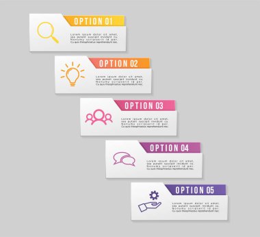 Vektör Infografik Tasarım Şablonu Seçenekleri Adımlar ve Pazar ile