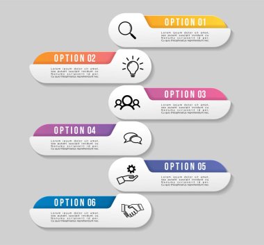 6 Seçenek Adımlı Zaman Çizelgesi Bilgi Grafiği Tasarım Şablonu. Başlatmak