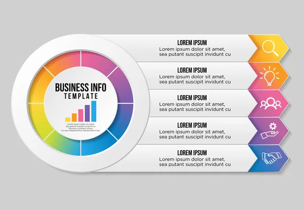 Vector Infographic Design Template with Options Steps and Market — Stock Vector