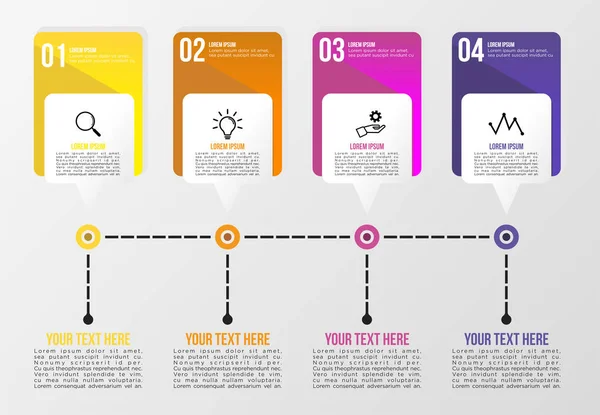 Vektör Infografik Tasarım Şablonu Seçenekleri Adımlar Pazarlama Simgeleri Ile Bilgi — Stok Vektör