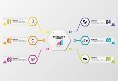 Vektör Infografik tasarım şablonu seçenekleri adımlar ve pazarlama simgeleri ile bilgi grafiği, sunumlar, süreç, diyagramları, yıllık raporlar, iş akışı düzeni için kullanılabilir. Vektör Illustration