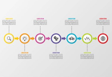Vektör Infografik tasarım şablonu seçenekleri adımlar ve pazarlama simgeleri ile bilgi grafiği, sunumlar, süreç, diyagramları, yıllık raporlar, iş akışı düzeni için kullanılabilir. Vektör Illustration