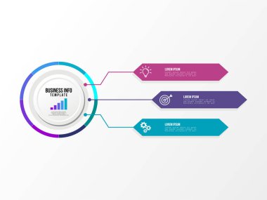 Vektör Infografik tasarım şablonu seçenekleri adımlar ve pazarlama simgeleri ile bilgi grafiği, sunumlar, süreç, diyagramları, yıllık raporlar, iş akışı düzeni için kullanılabilir. Vektör Illustration