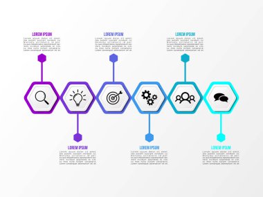 Vektör Infografik tasarım şablonu seçenekleri adımlar ve pazarlama simgeleri ile bilgi grafiği, sunumlar, süreç, diyagramları, yıllık raporlar, iş akışı düzeni için kullanılabilir. Vektör Illustration