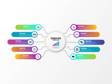 Vektör Infografik tasarım şablonu seçenekleri adımlar ve pazarlama simgeleri ile bilgi grafiği, sunumlar, süreç, diyagramları, yıllık raporlar, iş akışı düzeni için kullanılabilir. Vektör Illustration
