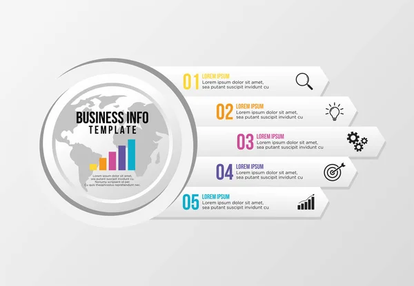 Vector Infographic Design Template Options Steps Marketing Icons Can Used — Stock Vector